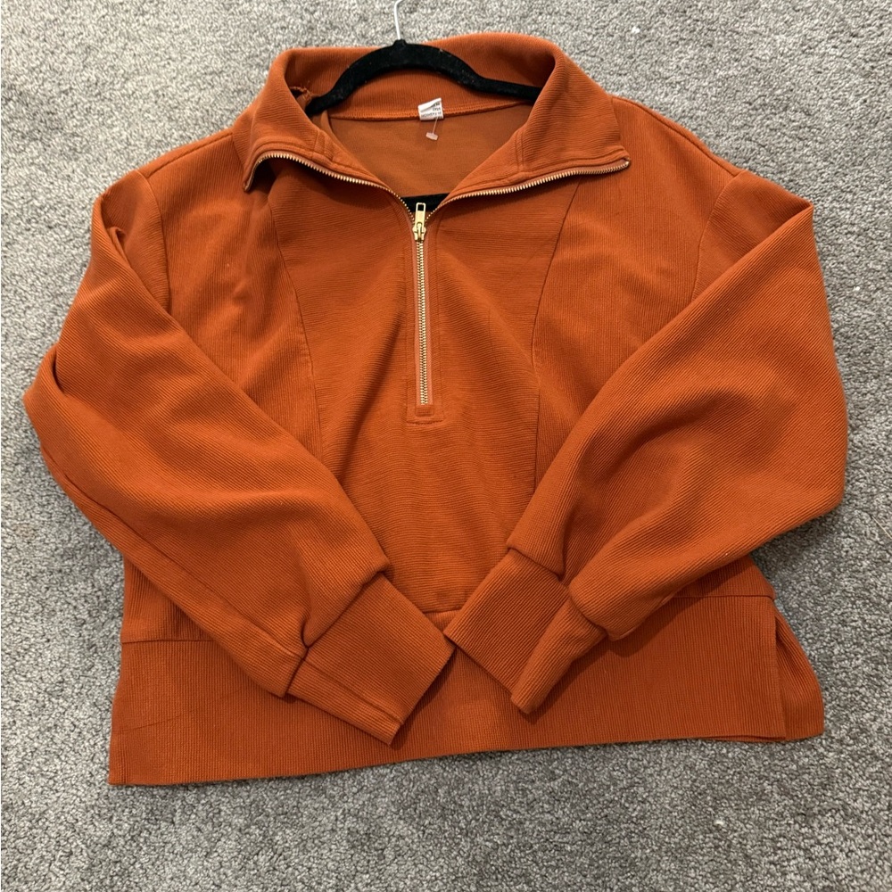 Women's Orange Half-Zip Sweatshirt